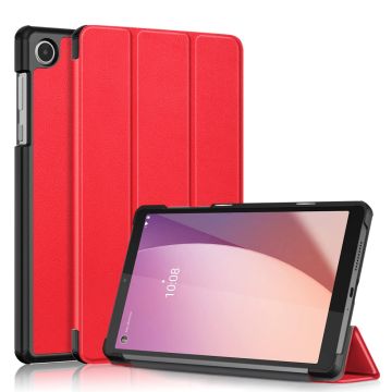 Tri-fold Leather Stand Case for Lenovo Tab M8 (Gen 4) - Red