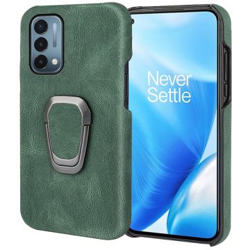 Shockproof leather cover with oval kickstand for OnePlus Nord N200 5G - Green