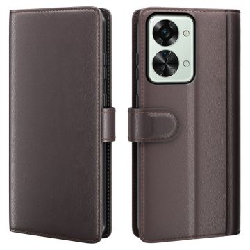 Genuine leather case with credit card slots for OnePlus Nord 2T - Brown