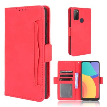 Modern-styled leather wallet case for Alcatel 3L (2021) / 1S (2021) - Red