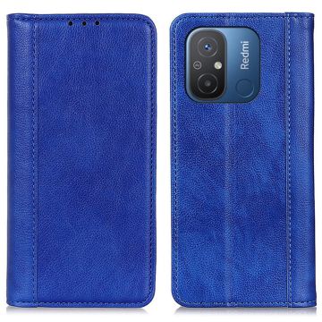 Genuine leather case with magnetic closure for Xiaomi Redmi 12C / 11A - Blue