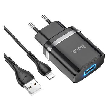 HOCO N1 Ardent single port charger set(for Lightning)(EU) - black