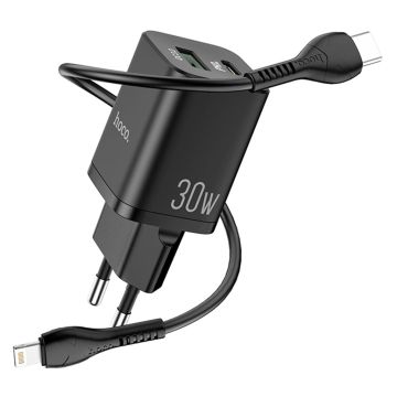 N13 Bright PD30W+QC3.0 charger set (Type-C To Lightning) (EU) - Black