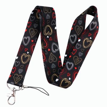 Universal heart shaped pattern phone lanyard - White, Red and Yellow Hearts