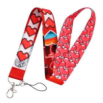 Universal heart shaped pattern phone lanyard - Hearts and Heart Rate Monitor