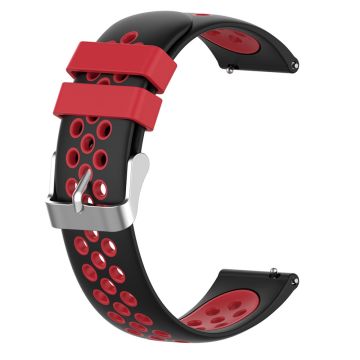 22mm Universal dual color silicone watch strap - Black / Red