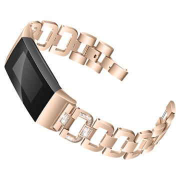 Fitbit Charge 4 / 3 elegant rhinestone watch strap - Rose Gold