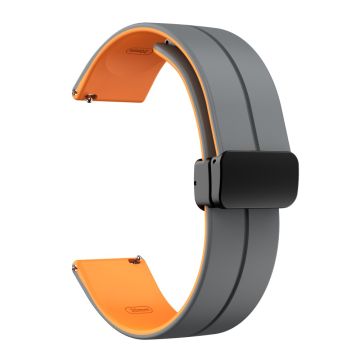 22mm Universal dual color silicone strap with black buckle - Grey / Orange