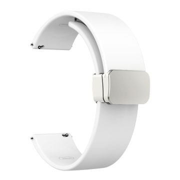 20mm Universal Silicone strap with folding silver buckle - White