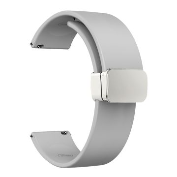 20mm Universal Silicone strap with folding silver buckle - Light Grey