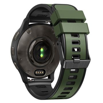 18mm Universal dual color silicone strap - Army Green / Black