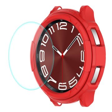 HAT PRINCE Samsung Galaxy Watch 6 Classic (43mm) hollow cover with 0.2mm tempered glass - Red