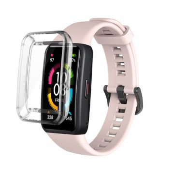 Huawei Band 6 silicone watch strap with clear cover - Light Pink