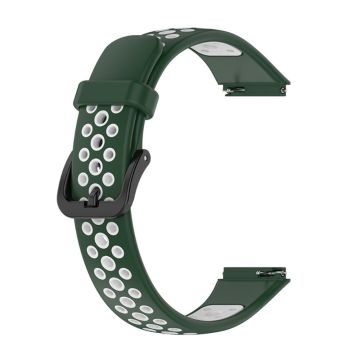 Huawei Band 7 dual color silicone watch strap - Blackish Green / White