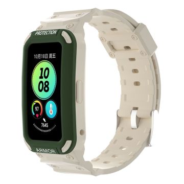 Huawei Band 8 / 7 / 6 strap with protective cover - Army Green+Beige