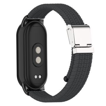 Nylon elastic braid style strap for Xiaomi Smart Band 8 - Charcoal Black