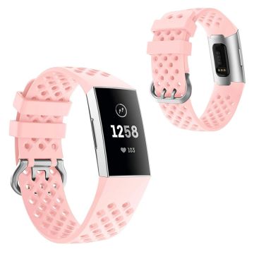 Fitbit Charge 4 / 3 square hole silicone watch band - Pink