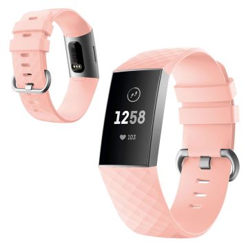 Fitbit Charge 4 / 3 diamond pattern watch band - Pink Size: S