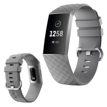 Fitbit Charge 4 / 3 diamond pattern watch band - Grey Size: L