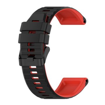 22mm dual color silicone watch strap for Garmin watch  - Black / Red