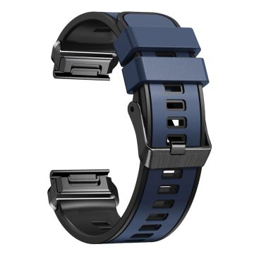 Dual-color silicone watch strap for Garmin Watch and Coros Vertix - Dark Blue / Black