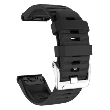 26mm silicone strap for Garmin watch with silver buckle - Black