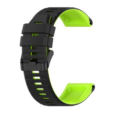 22mm dual color silicone watch strap for Garmin watch - Black / Lime