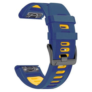 22mm dual-color silicone strap for Amazfit / Garmin / Coros watch - Midnight Blue+Yellow