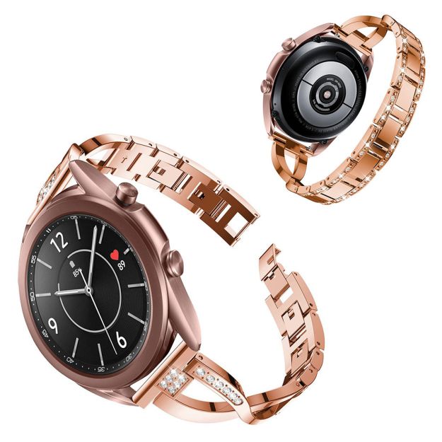 Samsung Galaxy Watch 3 (41mm) rhinestone stainless steel watch band - Rose  Gold